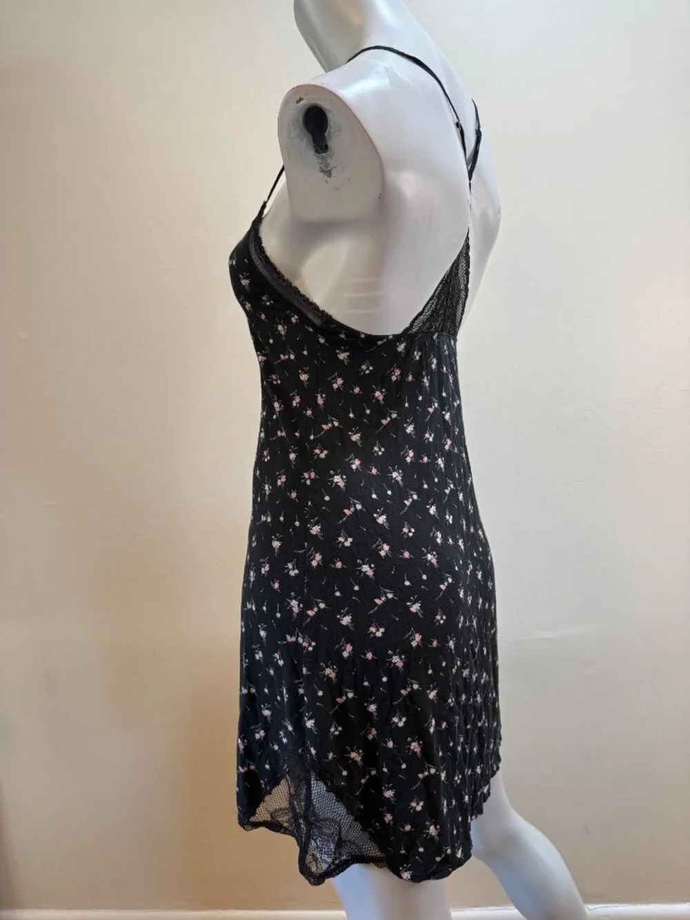 Lacey Strappy Mesh Coquette Floral Dainty Dreamy Whimsigoth Slip Dress XS